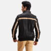 Black Danson Black Leather Bomber Jacket - Side View