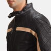 Black Danson Black Leather Bomber Jacket - Product View