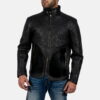 Black Equilibrium Black Leather Jacket - Product View