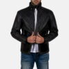 Black Equilibrium Black Leather Jacket - Product View