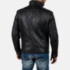 Black Equilibrium Black Leather Jacket - Side View