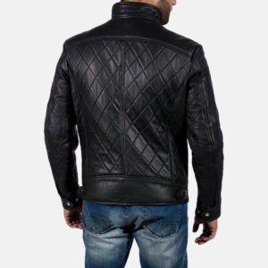 Black Equilibrium Black Leather Jacket - Side View