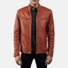 Brown Ionic Leather Jacket - Product View