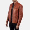 Brown Ionic Leather Jacket - Product View