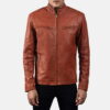 Brown Ionic Leather Jacket - Product View