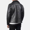 Black Alberto Shearling Leather Jacket - Side View