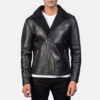 Black Alberto Shearling Leather Jacket - Product View