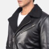 Black Alberto Shearling Leather Jacket - Product View