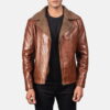 Brown Alberto Shearling Leather Jacket - Product View