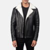 Black Alberto Shearling Leather Jacket - Product View
