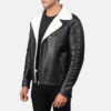 Black Alberto Shearling Leather Jacket - Product View