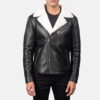 Black Alberto Shearling Leather Jacket - Product View