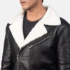 Black Alberto Shearling Leather Jacket - Product View