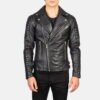 Biker Style Leather Jacket Men Black