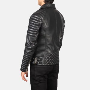 Biker Style Leather Jacket Men Black