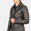 Biker Style Leather Jacket Men Brown