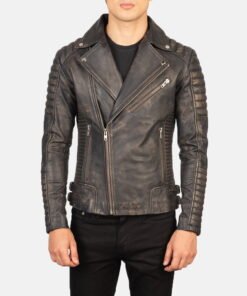 Biker Style Leather Jacket Men