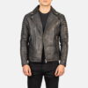Biker Style Leather Jacket Men Brown