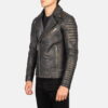 Biker Style Leather Jacket Men Brown