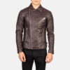 Biker Style Leather Jacket Men Brown