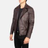Biker Style Leather Jacket Men Brown