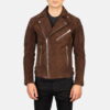 Biker Style Leather Jacket Men Brown