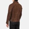Biker Style Leather Jacket Men Brown
