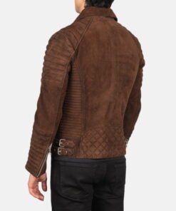 Biker Style Leather Jacket Men Brown