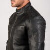 Black Sven Leather Bomber Jacket - Product View