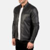 Black Ionic Leather Jacket - Product View