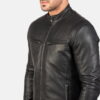 Black Ionic Leather Jacket - Product View