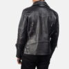 Black Vincent Leather Biker Jacket - Side View
