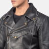 Black Vincent Leather Biker Jacket - Product View