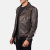 Brown Vincent Leather Biker Jacket - Product View