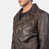 Brown Vincent Leather Biker Jacket - Product View