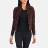 Brown leather jackets women bomber - Back View
