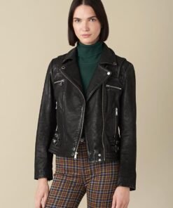 Stacey Washed Black Moto Jacket