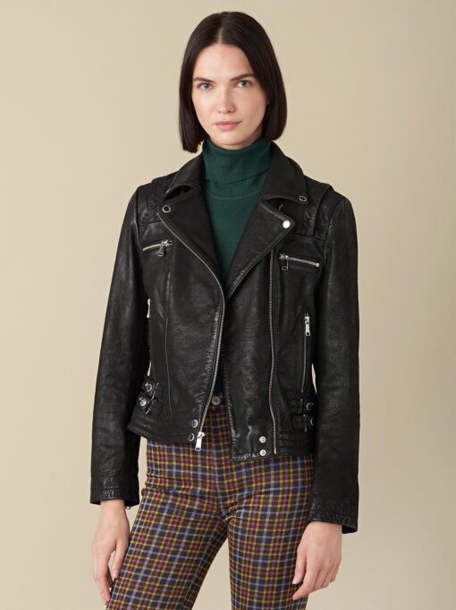 Stacey Washed Black Moto Jacket
