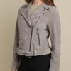 Sophie Belted Suede Asymmetrical Moto Jacket - Product View