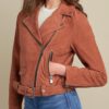 Sophie Belted Suede Asymmetrical Moto Jacket - Product View