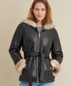 Genevieve Belted Leather Jacket