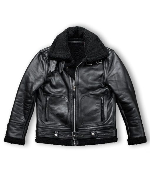 Midnight Grim Shaw Fur Leather Jacket