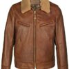 antique cowhide rancher jacket with sheepskin collar - Product View