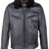antique cowhide rancher jacket with sheepskin collar - Product View