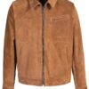 Casual Light Brown Collar Leather jacket Men - Product View