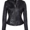 Women's Lambskin Cafe Leather Jacket - Product View