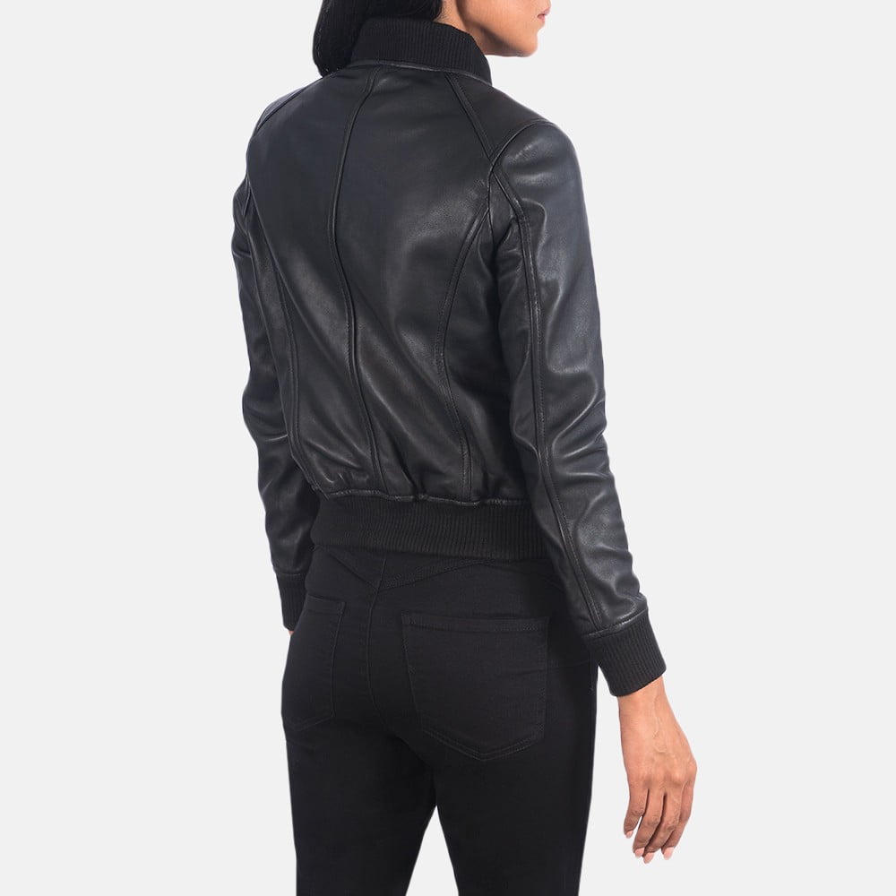 Black leather jackets women bomber - Back View