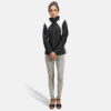 Black Alia Metallic Black Leather Biker Jacket - Product View