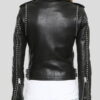 Women's Biker Studded Leather Jacket - Side View