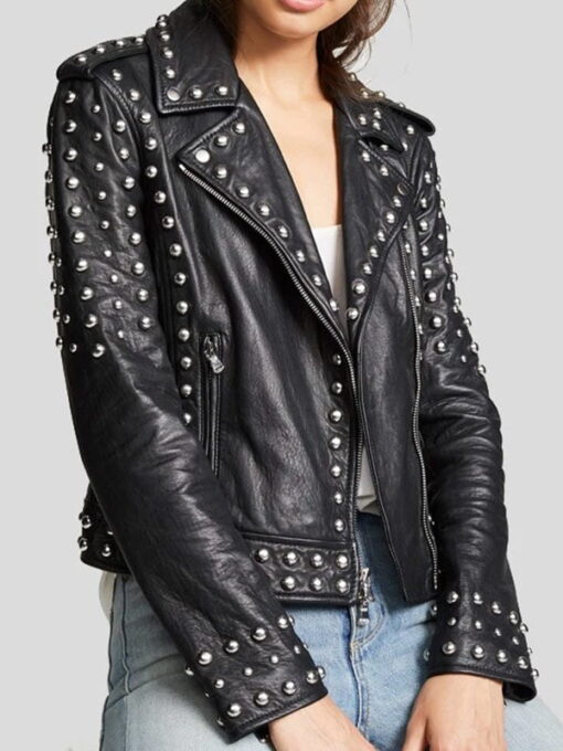 Women's Black Studded Leather Jacket